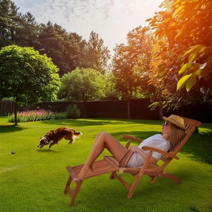 Spetebo Gartenliege Eukalyptus Deckchair mehrfach verstellbar - 163 x 56 cm, Stück, 1 St, Sonnenliege, Holz Gartenliege mit Fußteil klappbar – Bild 2