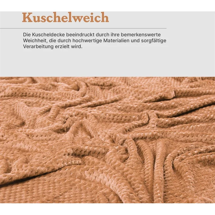 Kuscheldecke Cashmere Touch 150x200cm (Caramel) 250g/m² - Flauschige Wohndecke für Sofa, Couch und Bett, Tagesdecke Oeko-TEX - Sofaüberwurf – Bild 8