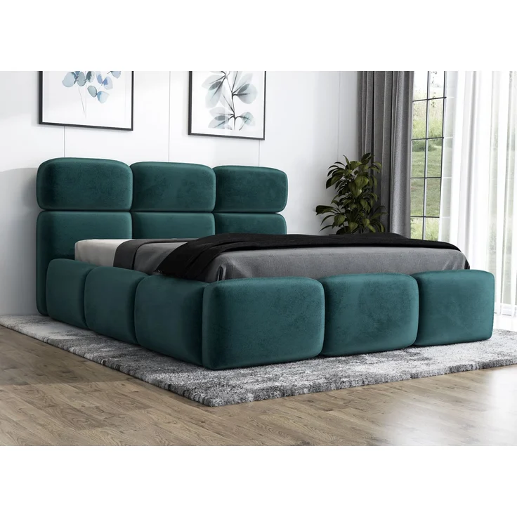 Polsterbett MAROKO 90x200 mit Matratze, Bettkasten und Lattenrost. Farbe: Minze 13 – Bild 2