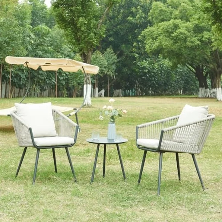 Gartenmöbelset Abriola 3-tlg. Grau [casa. pro] – Bild 1