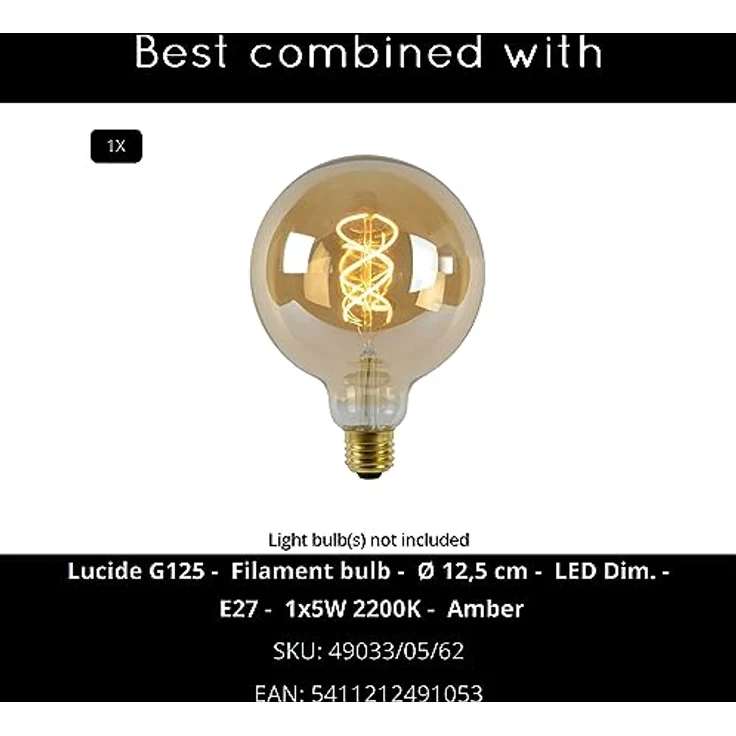 LUCIDE JOVA - Pendelleuchten - Ø 12 cm - 1xE27 - Mattes Gold/Messing – Bild 9