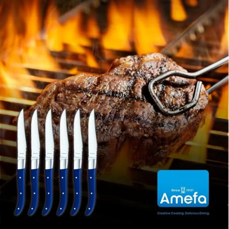Amefa ROYAL STEAK Steakmesser Set 6-teilig blau hochglanzpoliert – Bild 7