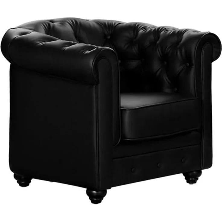 Sessel CHESTERFIELD - Kunstleder - Schwarz