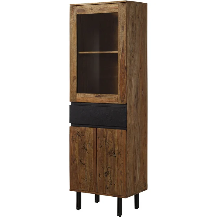 Vitrine Sheesham 60 x 40 x 190 natur unbehandelt LICHTENBERG #105 – Bild 1