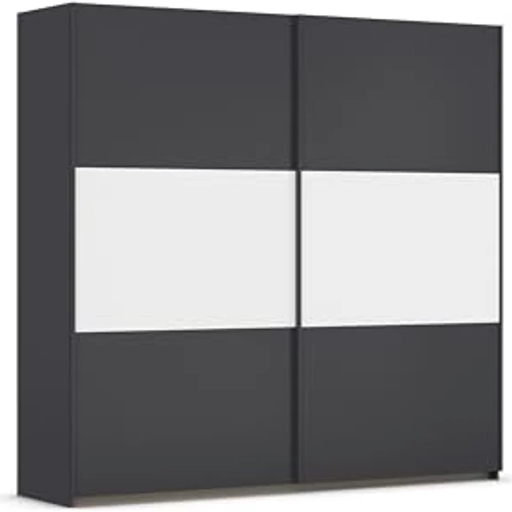 Rauch Möbel Neo, Schwebetürenschrank, Kleiderschrank, Kleiderschränke, Garderobe, Schrank mit Stauraum, 2-türig, Farbe Grau-metallic/Alpinweiß, 218 x 210 x 59 cm – Bild 2