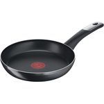 Tefal C38804 Bratpfanne aus hartem Titan Essential, 24 cm, Antihaftbeschichtung mit Titanpartikeln, Temperaturanzeige, spülmaschinenfest, Schwarz