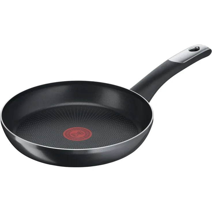 Tefal C38804 Bratpfanne aus hartem Titan Essential, 24 cm, Antihaftbeschichtung mit Titanpartikeln, Temperaturanzeige, spülmaschinenfest, Schwarz