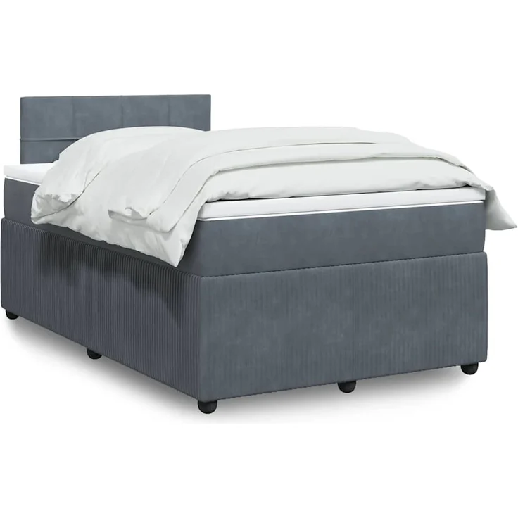 vidaXL Boxspringbett mit Matratze Dunkelgrau 120x200 cm Samt 3287711 – Bild 1