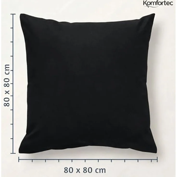 Komfortec Kissenbezug 80x80 cm 2er Set aus Gebürstet Mikrofaser mit Reißverschluss, Atmungskativ und Weich – Schwarz – Bild 8