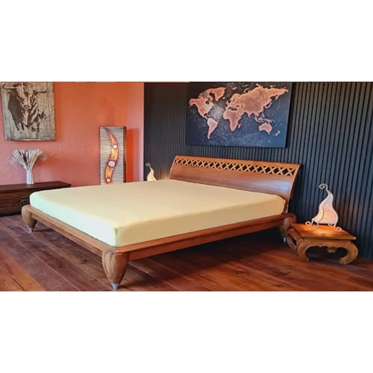 AVANTGARDE Premium Spannbetttuch - 180x200-200x220-40cm Steg - auch für Boxspringbett & Wasserbett - Spannbettlaken ca. 170g/m² - Bettlaken 100% Jersey Baumwolle, ÖKO-TEX (03 Hellgelb) – Bild 6