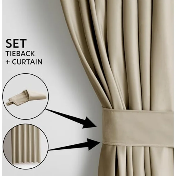 AmeliaHome Gardine Gardine Kräuselband Vorhang VerdunkelndSamt Textil Multifunktionsband, Multifunktionsband (1 St), verdunkelnd, Samt Textilien, mit Raffhalter – Bild 3