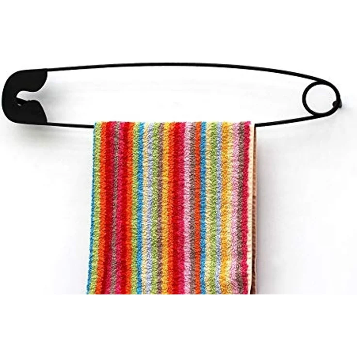 DanDiBo Design Handtuchhalter Handtuchstange Sicherheitsnadel 62 cm Garderobe Wand Büro Schwarz Metall Flur DIY – Bild 7