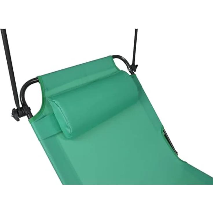 Ambia Garden Gartenliege, Klappbar und verstellbar, Grün, UV-beständig, rostfrei, mit Dach, 55x24x185 cm – Bild 5