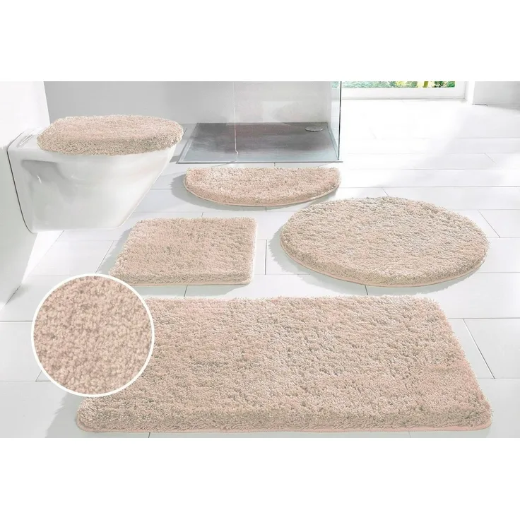 OTTO home Badematte Sanremo Standard, Badvorleger, Badezimmer Teppich, sehr weich, Höhe 30 mm, rutschhemmend beschichtet, schnell trocknend, fußbodenheizungsgeeignet, Polyester, rechteckig, Badteppich, unifarben, rechteckig, rund & als 3-tlg. Set erhäl...