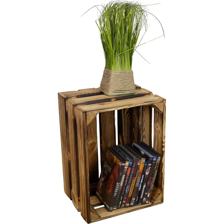 Kistenkolli Altes Land Allzweckkiste Nachttisch geflammt mit geflammten Holzplanken (Spar-Set) – Bild 6