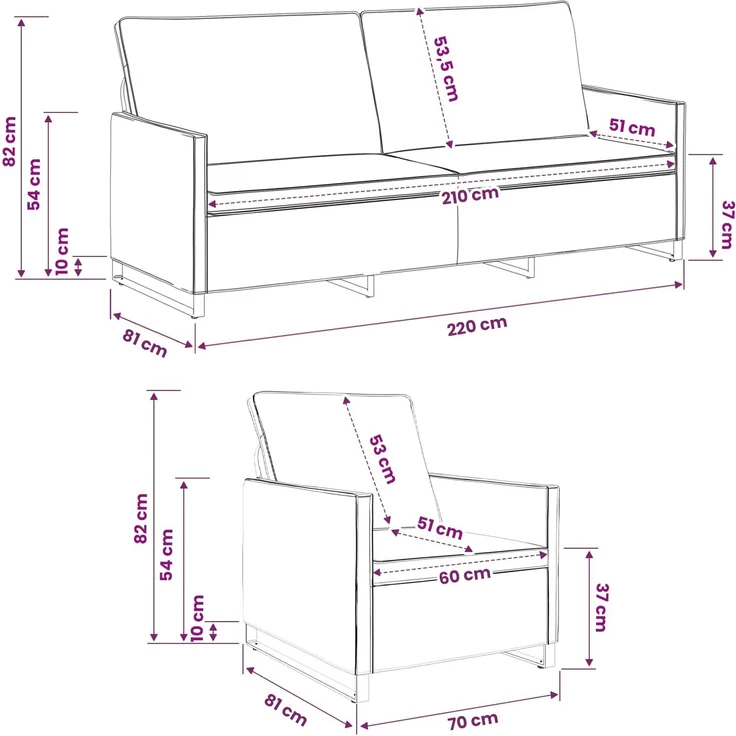 vidaXL Sofa-Set 2 pcs Dunkelgrau Kunstwildleder 3433132 – Bild 7