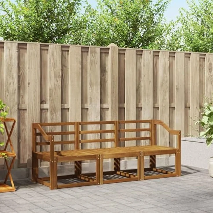 vidaXL Outdoor-Sofagarnitur 3 pcs Natur Massivholz Akazie 3365952 – Bild 2