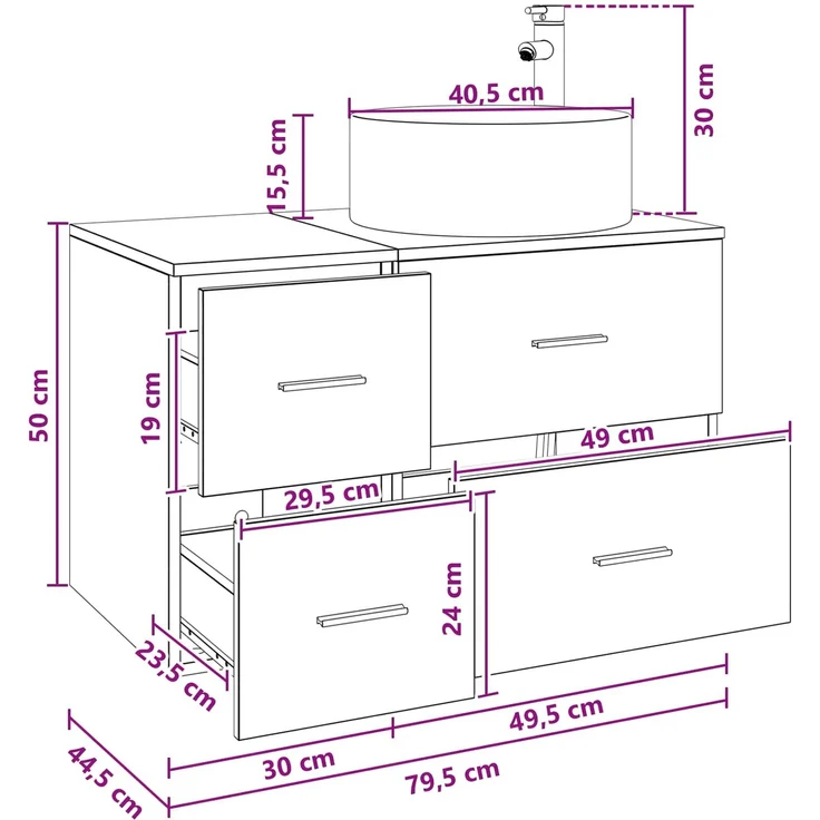 vidaXL Badezimmerschrank-Set 2 stk. Geräucherte Eiche 3404012 – Bild 9