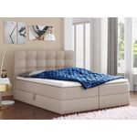 Boxspringbett Best mit 2 Bettkästen, Doppelbett mit Bonell-Matratze und Topper, Polsterbett, Bett (Beige (Inari 22), 160 x 200 cm)