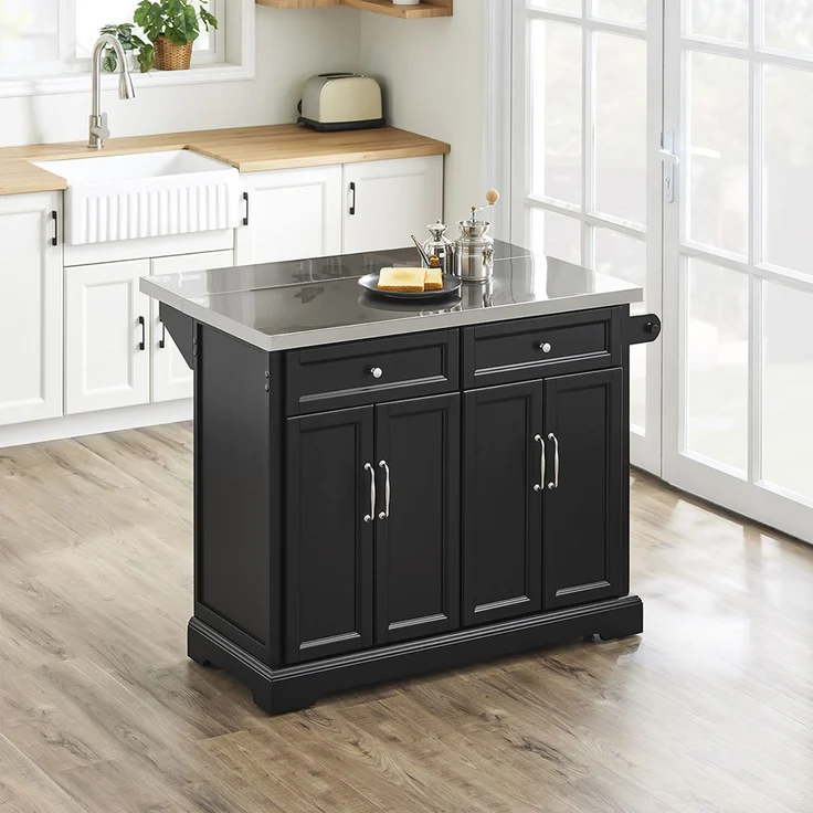 SoBuy FKW71-II-SCH Kücheninsel, MDF, Hochglanz, Schwarz, 130 x 91 x 71 cm – Bild 6