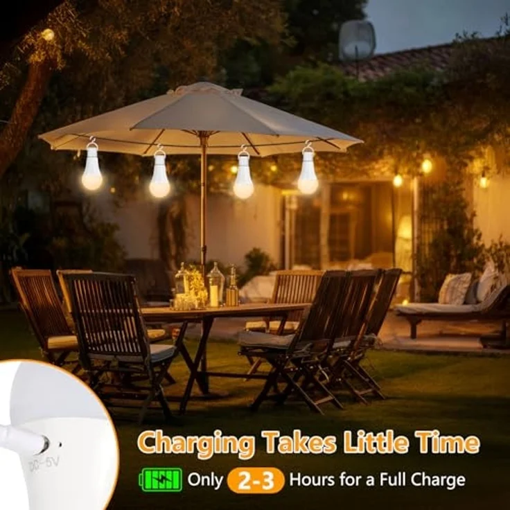 Dehobo Glühbirne Mit Fernbedienung E27 Aufladbare Glühbirne - 7W Glühbirne Mit Batterie Camping Lampe RGB Dimmbare - Akku Lampen Mit Timing Funktion für Weihnachten, Outdoor Lampe 2 Pack – Bild 6