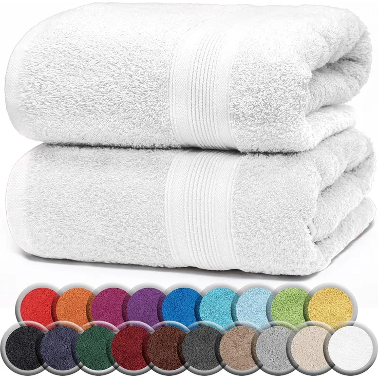NatureMark 2er Pack SAUNATÜCHER Premium Qualität 80x200 cm SAUNATUCH Sauna-Handtuch 100% Baumwolle Farbe: Weiß