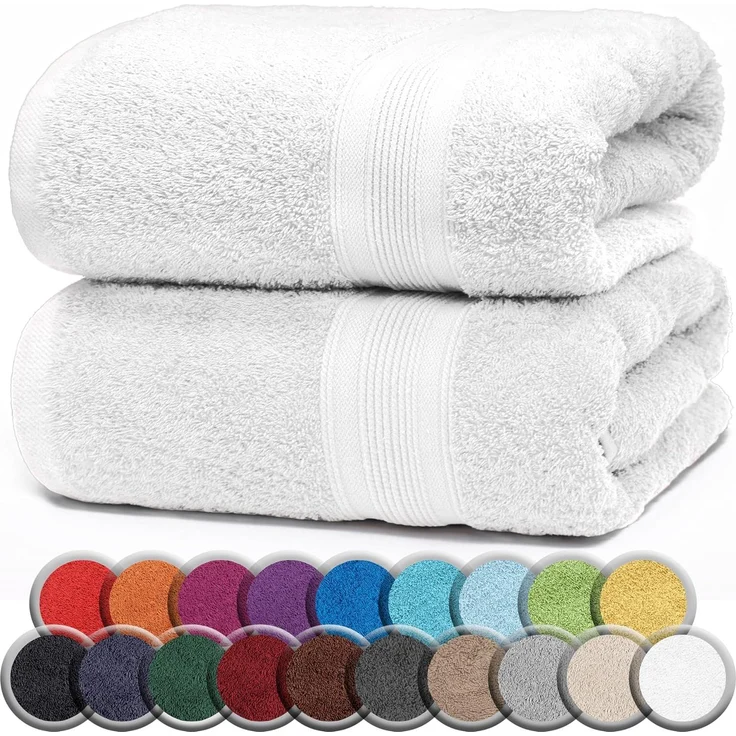 NatureMark 2er Pack SAUNATÜCHER Premium Qualität 80x200 cm SAUNATUCH Sauna-Handtuch 100% Baumwolle Farbe: Weiß – Bild 1