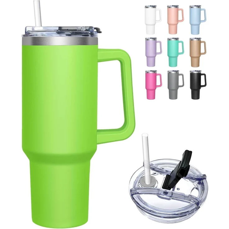Thermobecher 1180ML mit 2-in-1-Deckel Kaffeebecher to go Strohhalm Edelstahl – Bild 1