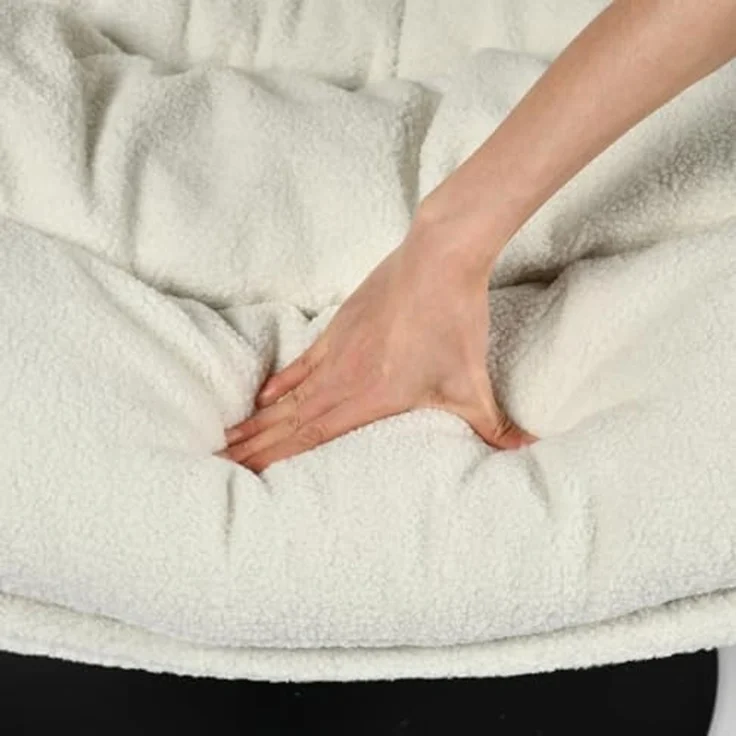 MEUBLE Cosy Bürostuhl Ergonomisch Schreibtischstuhl mit höhenverstellbar 360° Drehbar Kippfunktion ohne Armlehnen, Bouclé-Stoff, Weiß – Bild 6