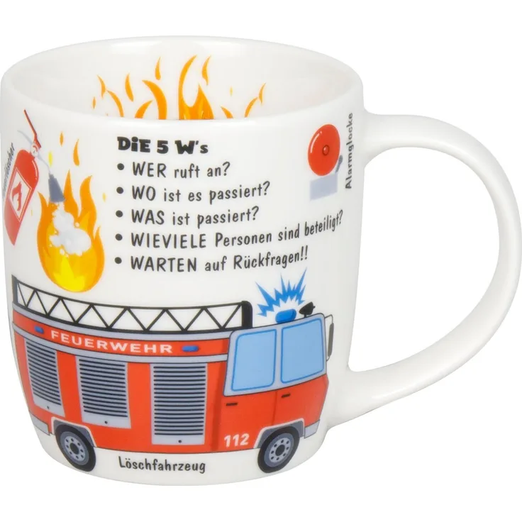 KÖNITZ 1172673026 Kid's Wissen Feuerwehr 230 ml aus Porzellan / Kinderbecher