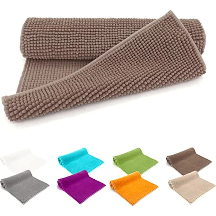 heimtexland Badematte Badvorleger Chenille Badteppich Duschvorleger, rutschhemmend beschichtet, Fußbodenheizung geeignet, fußbodenheizungsgeeignet, saugstark, schnell trocknend, strapazierfähig, rutschfest, Polyester, rechteckig, 45x50 cm, Hochflor, su... – Bild 1