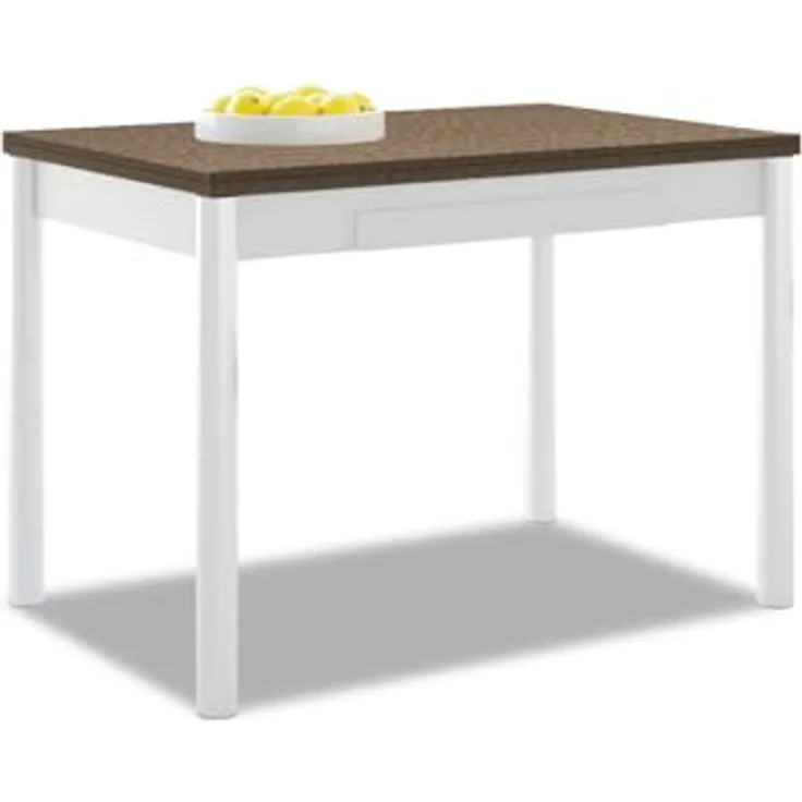 ASTIMESA Ausziehbarer Küchentisch, weiße Struktur, laminierte Oberfläche, dunkle Eiche, ideal für kleine Räume, 90 x 50 cm, ausziehbar 140 x 50 cm