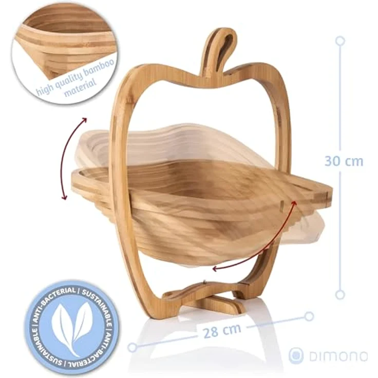 Dimono Obstschale DIMONO Obstkorb Apfelform – Obstschale faltbar Bambus, Bambus, (Faltkorb), Gemüseschale & Topfuntersetzer – Bild 5