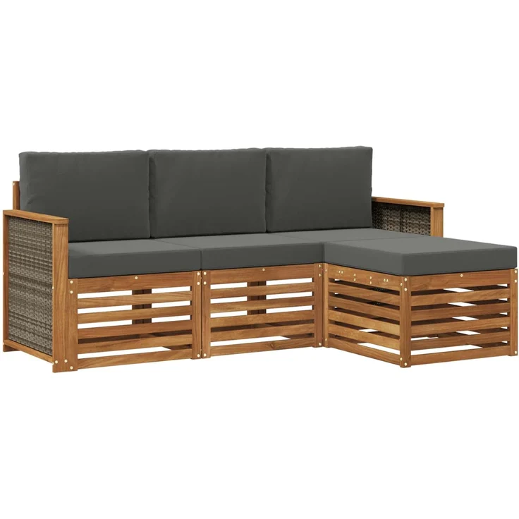 vidaXL Outdoor-Sofagarnitur 4 stk. 4-Sitzer Natur und Anthrazit 3384198 – Bild 2