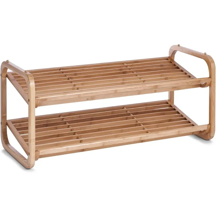 Zeller Schuhregal m. 2 Ablagen, Bambus, 74 x 33 x 33 cm