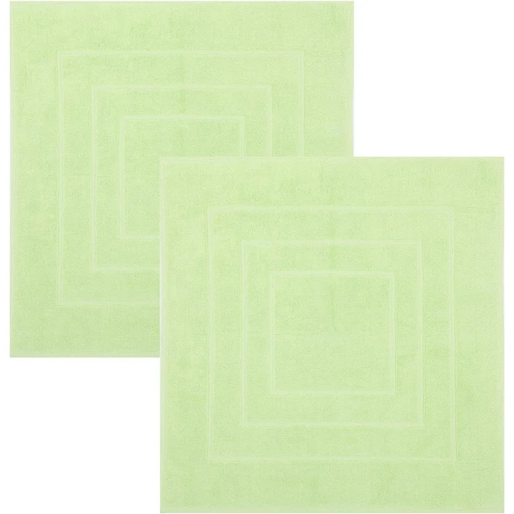Betz Badematte 2 Stück Badvorleger Palermo Größe 60x60 cm, eingewebte Quadratmuster, strapazierfähig, Baumwolle, quadratisch – Bild 1