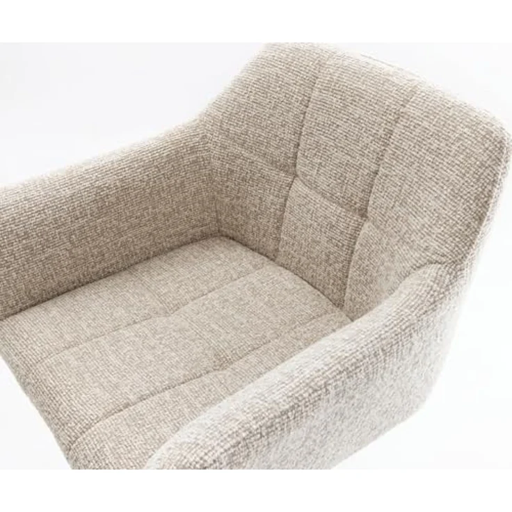 Barstuhl Yulo-Flex Webstoff Soft Beige Drehfuß höhenverstellbar Edelstahl Silberfarben – Bild 5