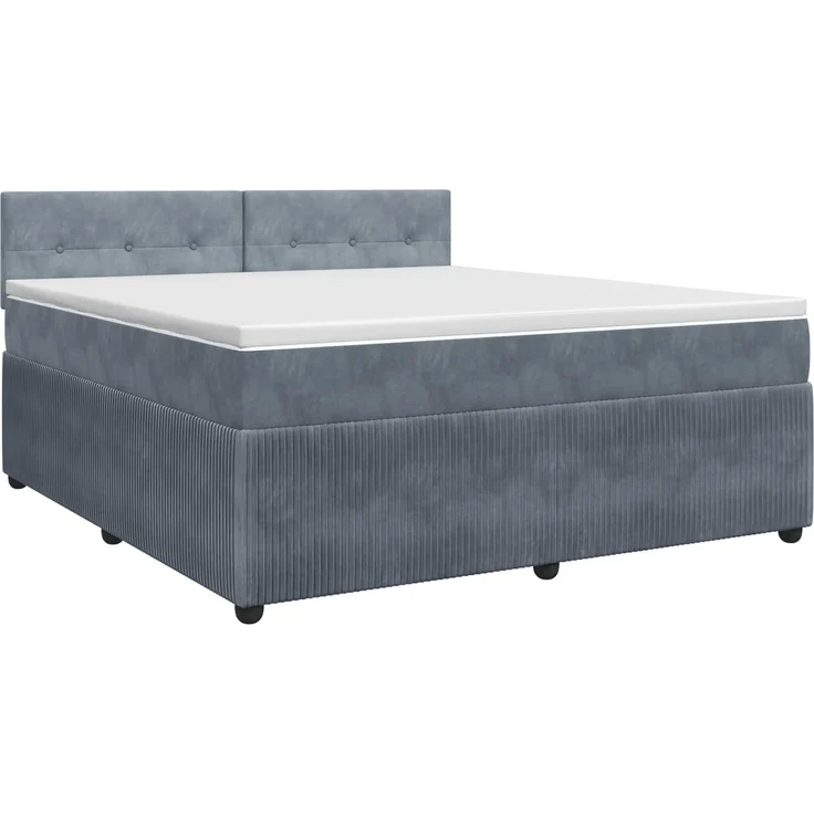 vidaXL Boxspringbett mit Matratze Dunkelgrau 140 x 200 cm Samt 3451692 – Bild 2