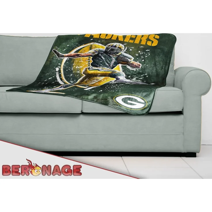 Wohndecke NFL Green Bay Packers Decke 150x200 cm Wellsoft Kuscheldecke Wohndecke, BERONAGE, passend zur Bettwäsche, ideal für Sofa, Couch, Bett, Auto, Camping – Bild 6