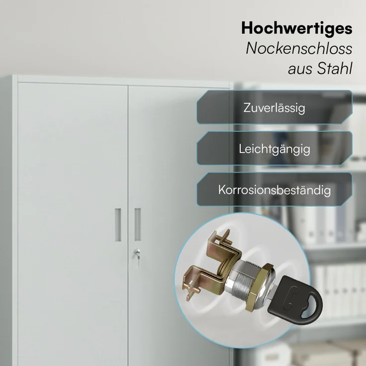 STEELSØN 'Regulus' Aktenschrank, Metall, hellgrau, 140x90x40cm, abschließbar, Metallschrank mit 4 Fächern, geeignet als Werkzeugschrank – Bild 5