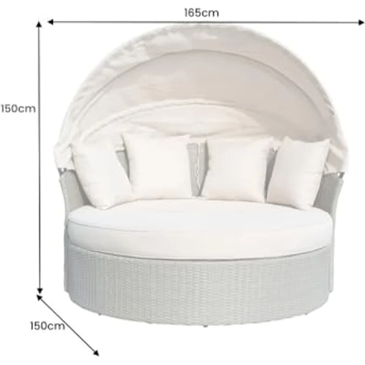 riess-ambiente Sonneninsel PLAYA LIVING 165cm natur · Polyrattan · Aluminium, Einzelartikel 1 Teile, Gartenlounge · einfahrbares Fußteil · klappbares Dach · mit Kissen – Bild 4