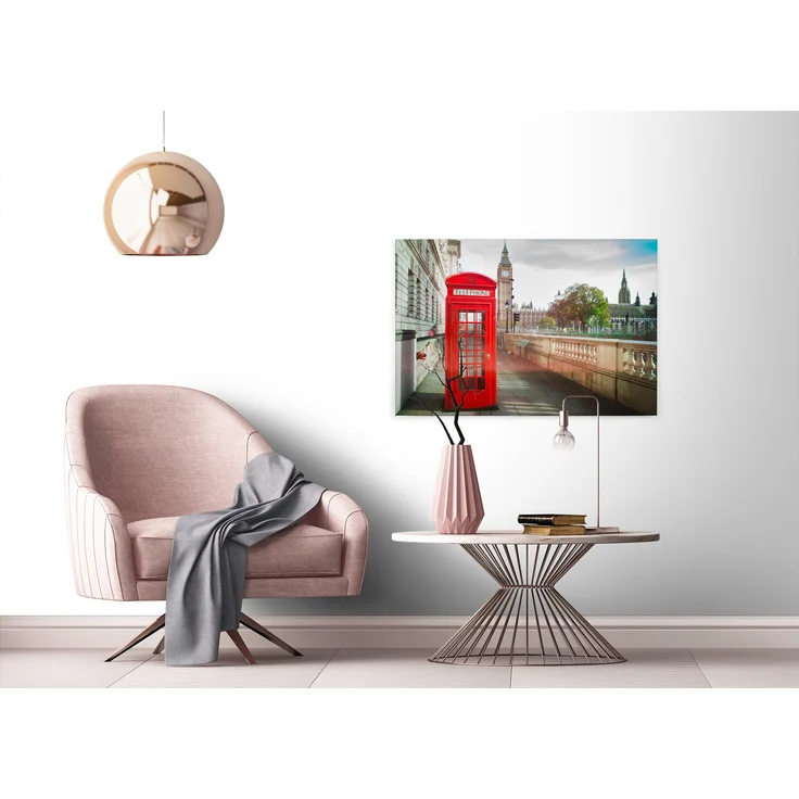 Londoner Telefonzelle Leinwandbild Rot Beige 90x60 DD120330 Wandbild Leinwand – Bild 4