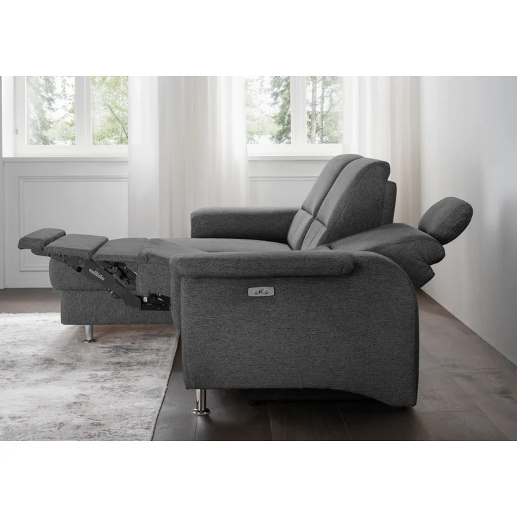 Ecksofa >Ludwigshafen< Motor-funktion, Kopfstütze, Stauraum, anthrazit - 231x113x165 (BxHxT) – Bild 5