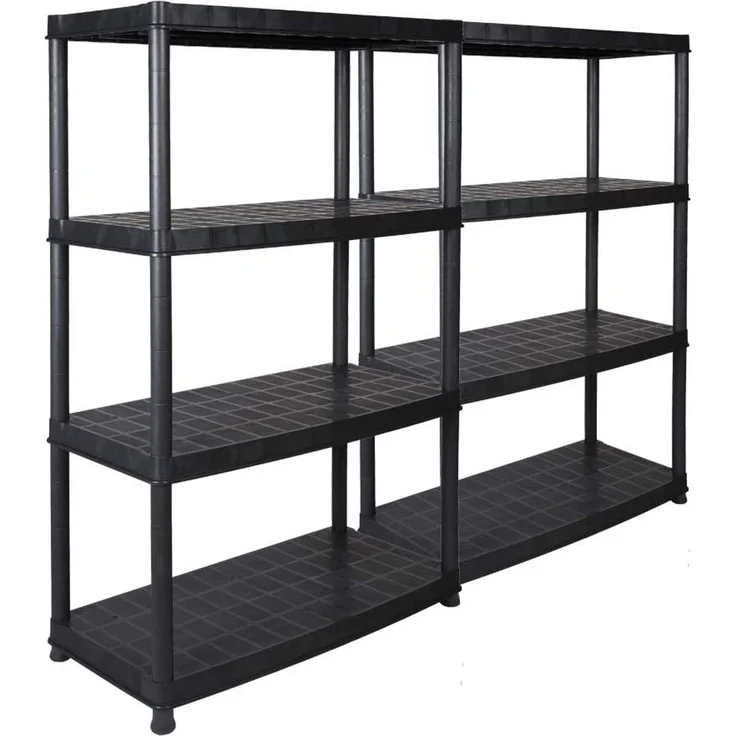 Set: 2 x KREHER Kunststoff Steckregal 18" mit 4 Böden und hoher Tragkraft in Schwarz – Bild 1