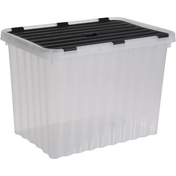 Aufbewahrungsbox 24L Wellenbox Staubox Transparent 43x30x30cm mit Deckel Spielzeugkiste – Bild 2
