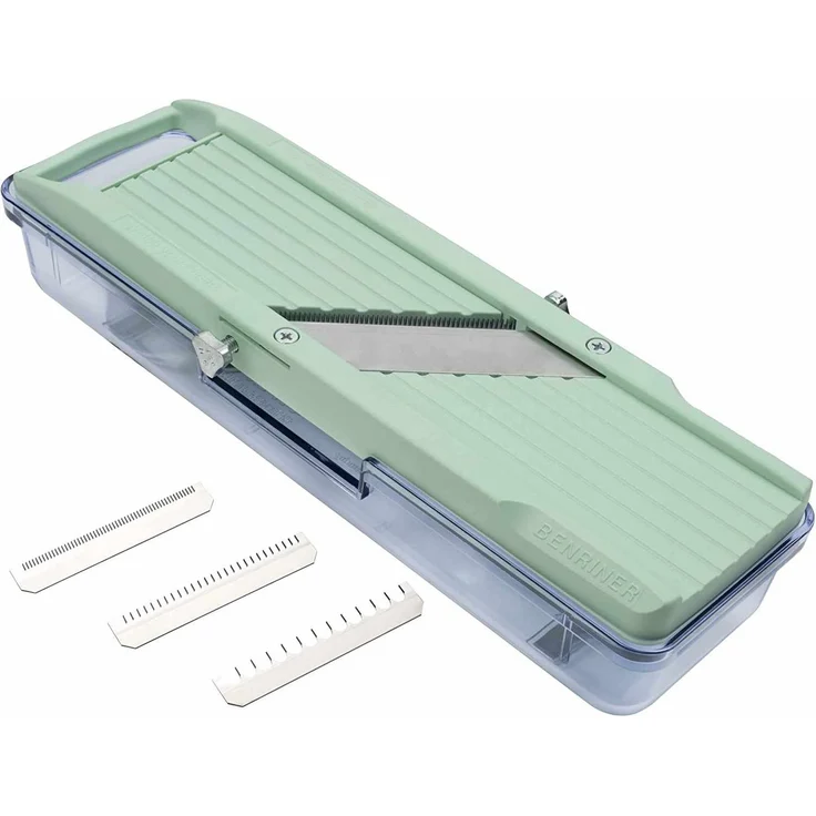 Benriner Mandoline / Gemüsehobel 64 mm Schnittbreite grün mit Auffangbehälter BN-3 – Bild 1