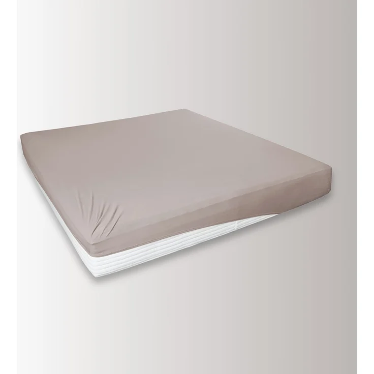 Traumhaft gut schlafen Jersey-Elasthan Spannbetttuch, verschiedene Farben und Größen, Farbe: Taupe, Größe: 90-100 cm x 200 cm – Bild 4