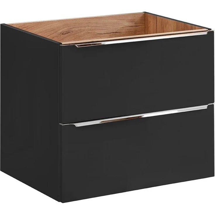 Waschtischunterschrank 60cm TOSKANA-BLACK-56 in seidenmatt anthrazit B/H/T ca. 60/57/46cm – Bild 1