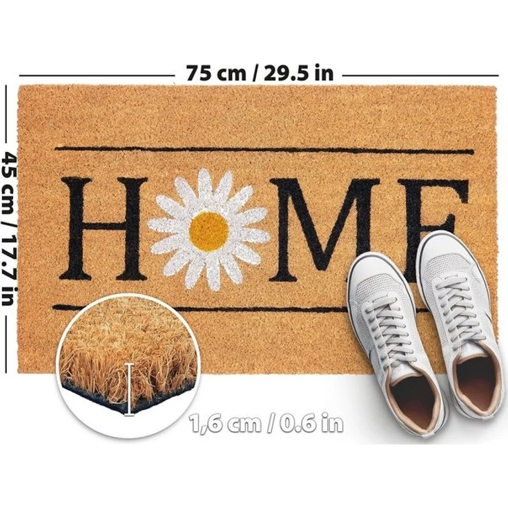 BRUBAKER Fußmatte 45 x 75 cm – Home mit Gänseblümchen - Schmutzfangmatte, Rechteckig, Höhe: 15 mm, Türmatte für Außen und Innen - Wetterfest und Rutschfest – Bild 4