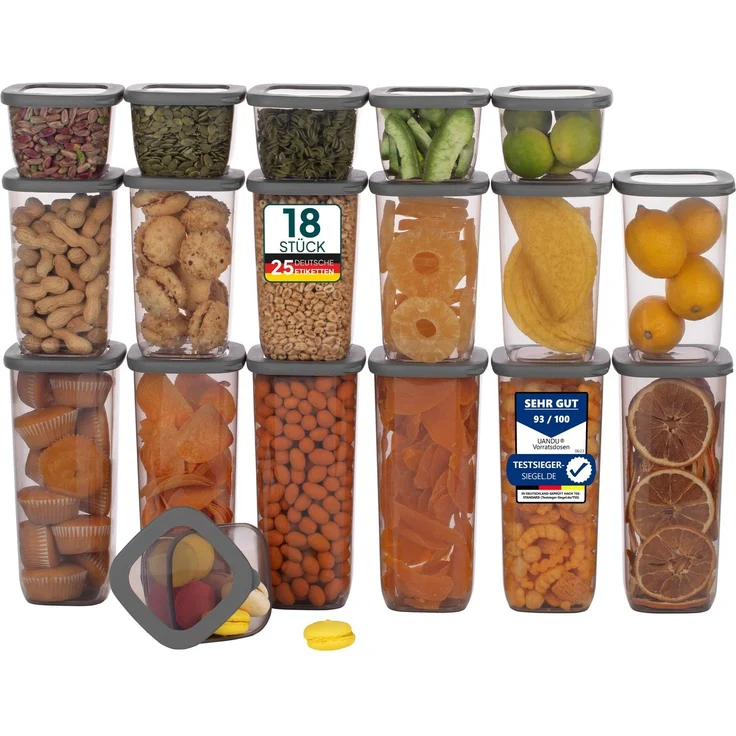uandu home Vorratsdose Vorratsdosen mit Deckel Luftdicht, Vorratsbehälter Set, BPA Frei, (Vorratsbehälter Set, Aufbewahrungsbox Küche, Luftdichte Aufbewahrungsbox im Set inkl. 80 Etiketten, BPA Frei Kunststoff, Vorratsbehälter Set, Vorratsdosen für all... – Bild 5